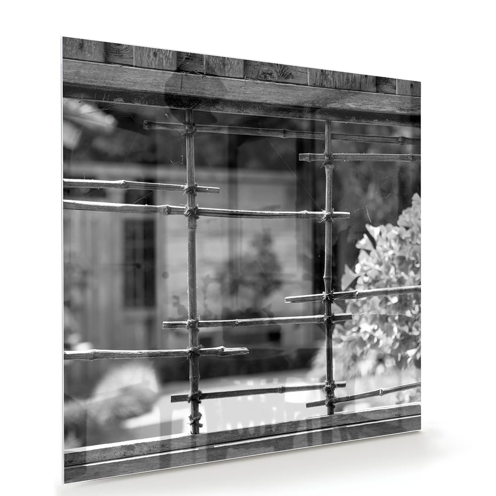 Modernes Glasbild mit Fensterblick – Glasbild aus Sicherheitsglas, Größe 100x70