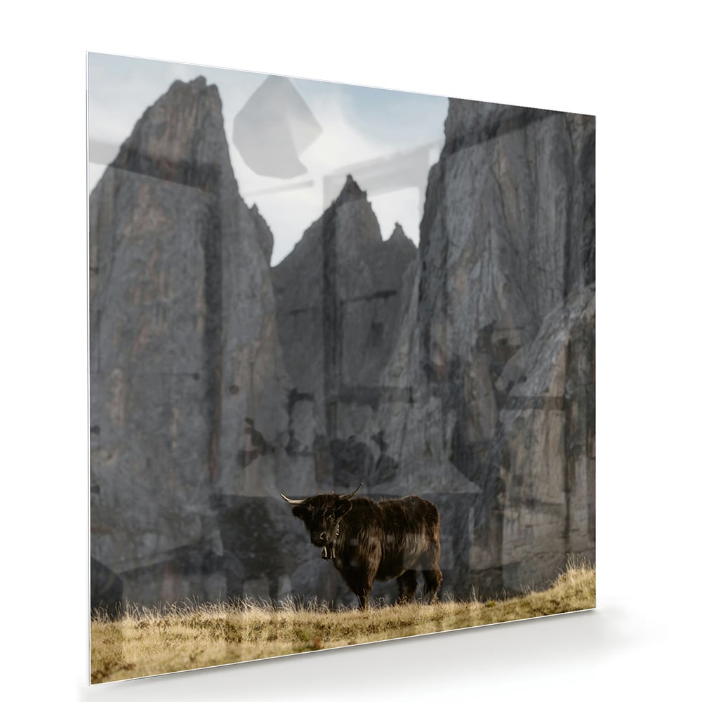 Glasbild mit majestätischen Bergen – Glasbild aus Sicherheitsglas, Größe 100x70