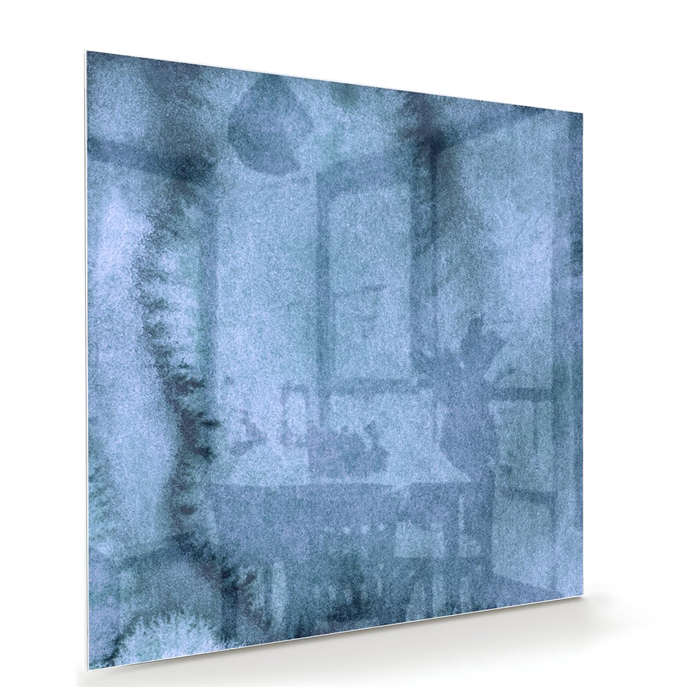 Modernes Glasbild in blauen Farbtönen – Glasbild aus Sicherheitsglas, Größe 100x70