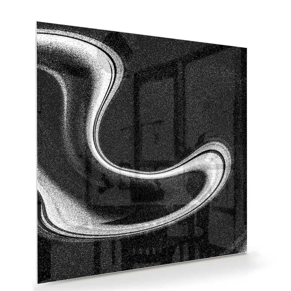 Schwarz-Weiß-Glasbild mit wellenförmigen Linien – Glasbild aus Sicherheitsglas, Größe 100x70