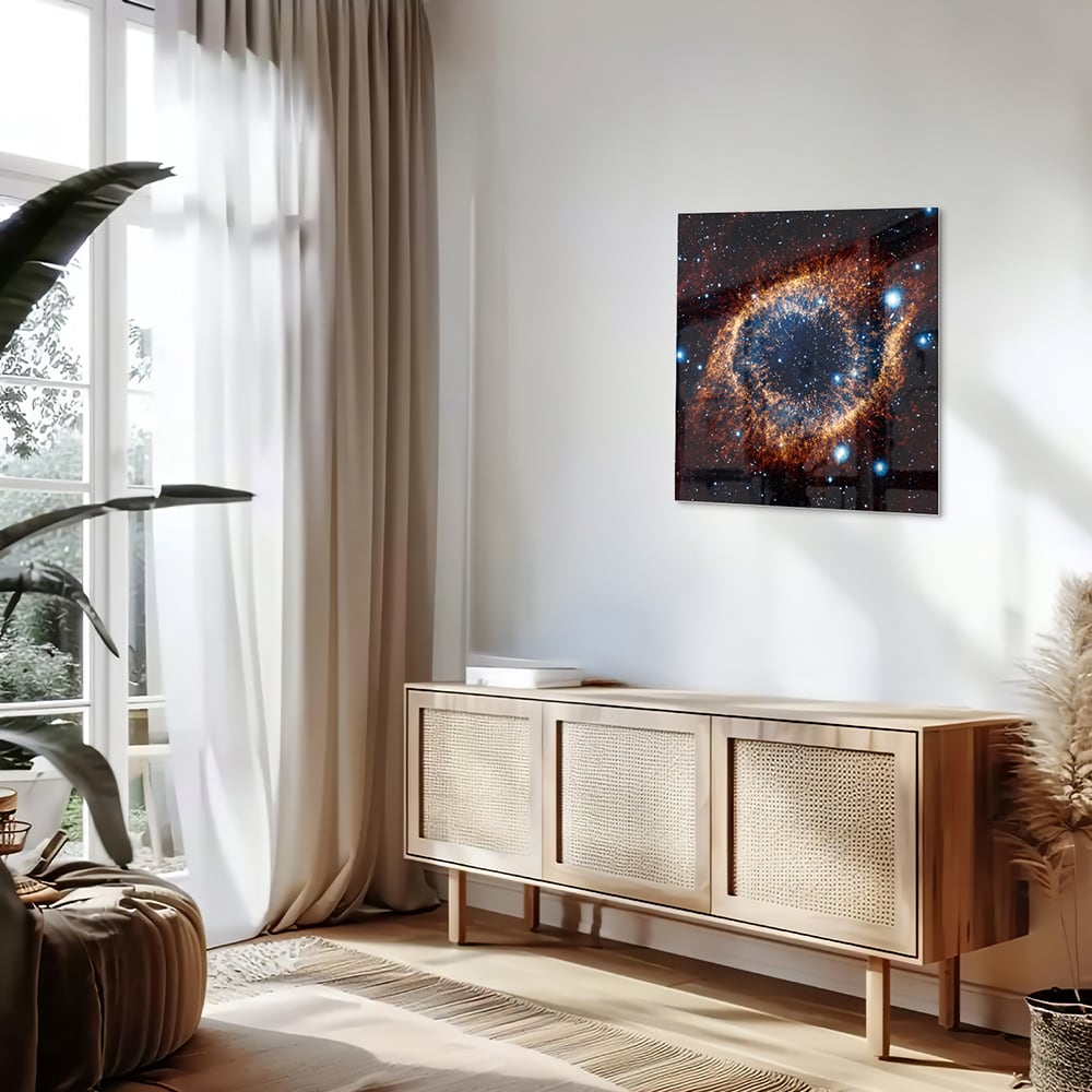 Kosmisches Glasbild mit Galaxie – Glasbild aus Sicherheitsglas, Größe 120x60