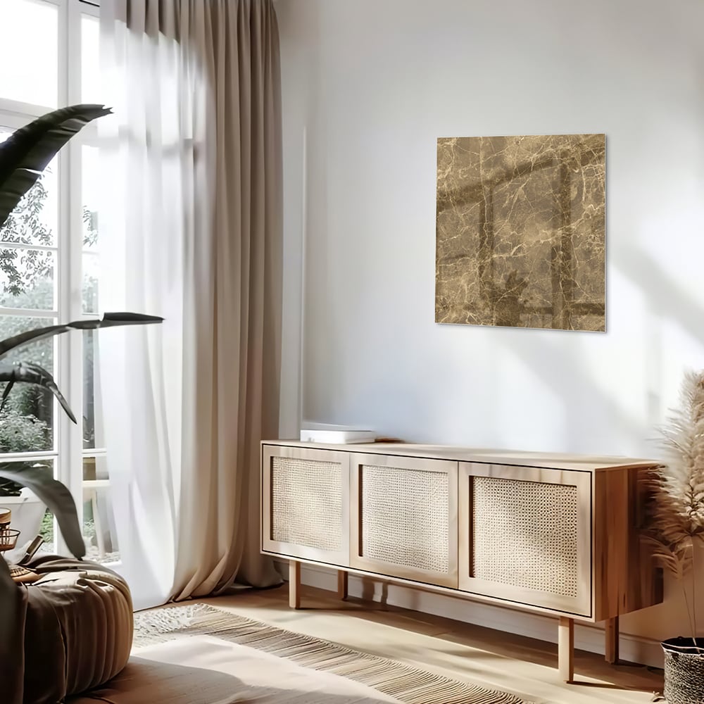 Goldfarbenes Glasbild mit Marmoreffekt – Glasbild aus Sicherheitsglas, Größe 120x60