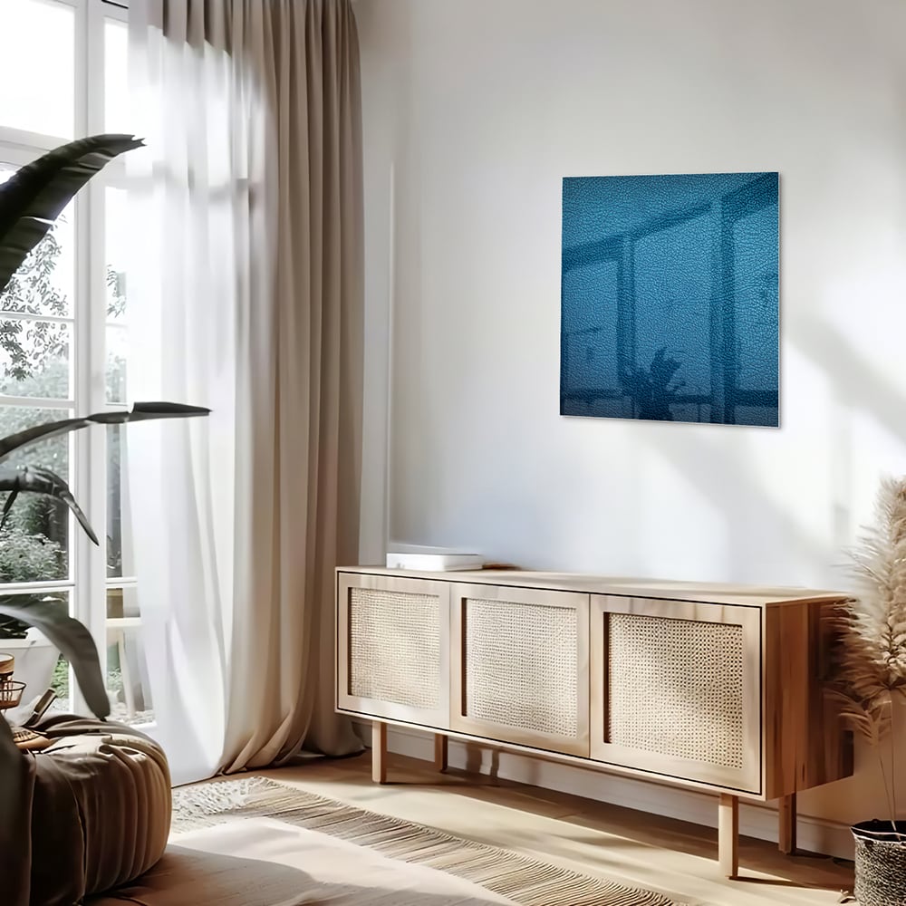 Blaues Glasbild mit Reflexionseffekt – Glasbild aus Sicherheitsglas, Größe 120x60