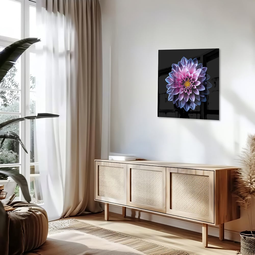 Elegantes Glasbild mit rosa Blume – Glasbild aus Sicherheitsglas, Größe 120x60
