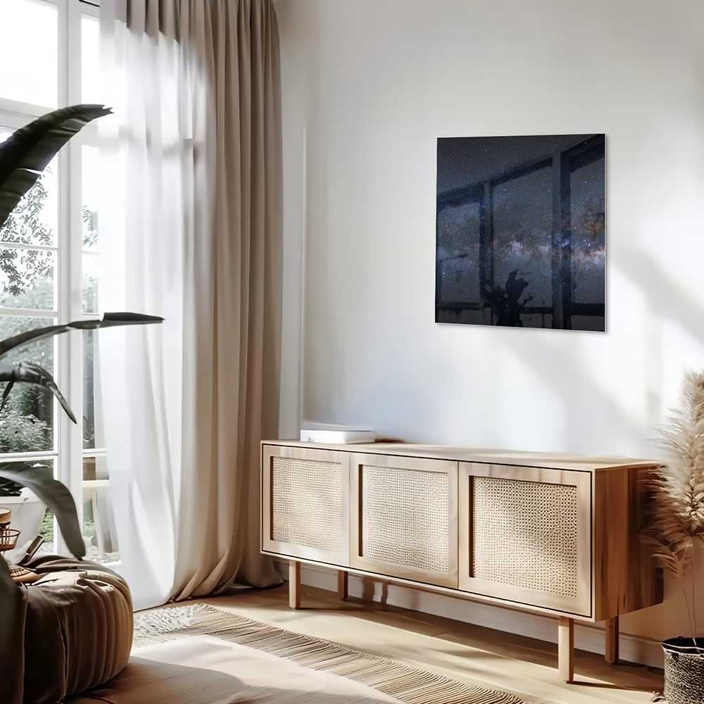 Glasbild mit einem bezaubernden Sternenhimmel – Glasbild aus Sicherheitsglas, Größe 120x60