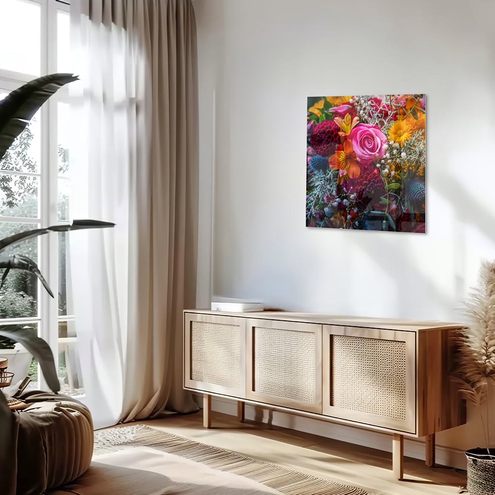 Glasbild – Bunte Blütenpracht – Glasbild aus Sicherheitsglas, Größe 120x60