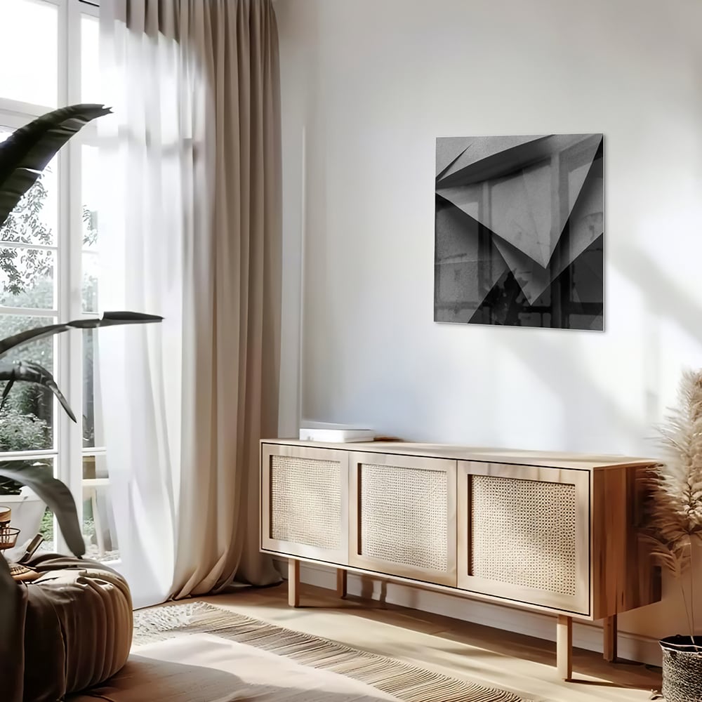 Modernes Glasbild mit geometrischem Motiv – Glasbild aus Sicherheitsglas, Größe 120x60