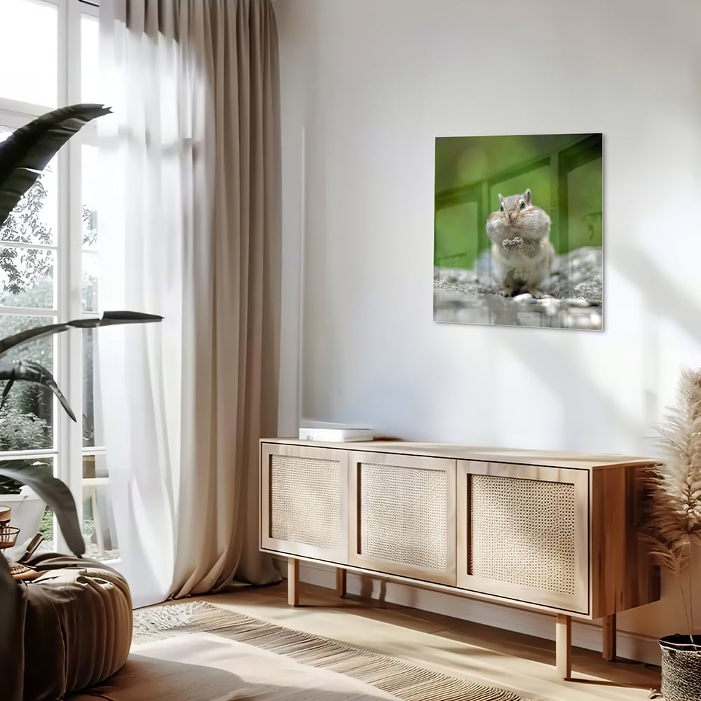 Niedliches Glasbild mit Eichhörnchen – Glasbild aus Sicherheitsglas, Größe 120x60