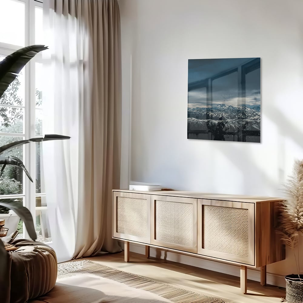 Glasbild mit majestätischer Berglandschaft – Glasbild aus Sicherheitsglas, Größe 120x60