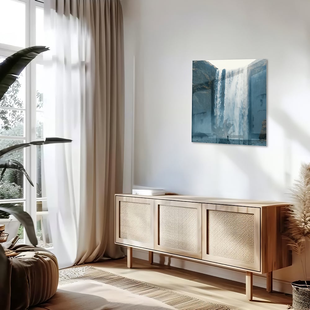 Atemberaubendes Glasbild mit Wasserfall – Glasbild aus Sicherheitsglas, Größe 120x60
