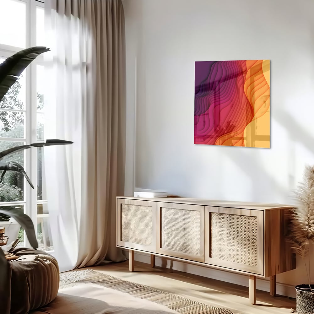 Abstraktes Glasbild mit leuchtenden Farben – Glasbild aus Sicherheitsglas, Größe 120x60