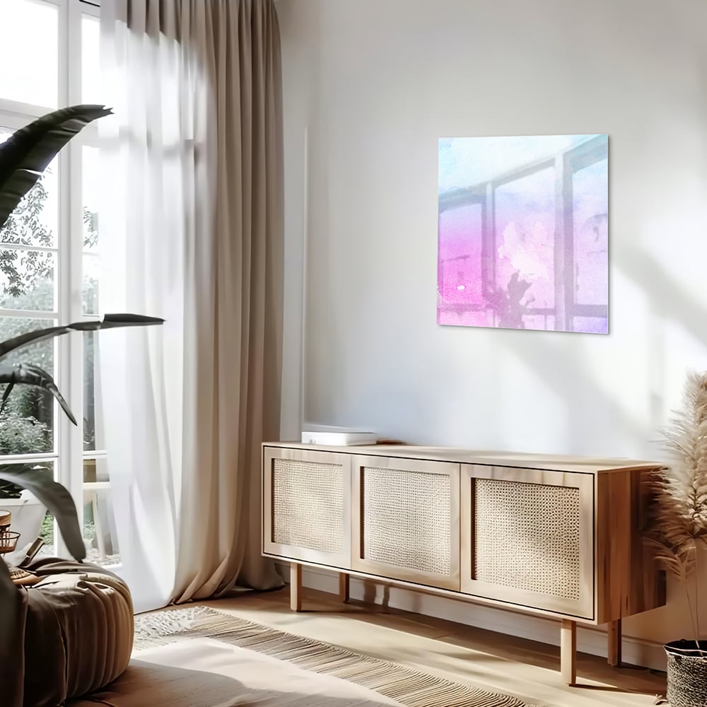 Raffiniertes Glasbild mit violetten Farbtönen – Glasbild aus Sicherheitsglas, Größe 120x60