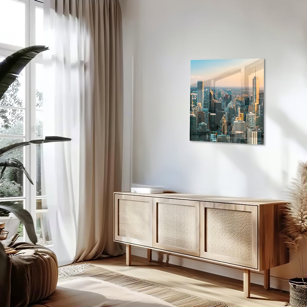 Stadtblick – Glasbild für moderne Innenräume – Glasbild aus Sicherheitsglas, Größe 120x60