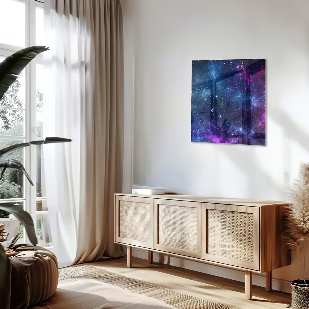 Magisches Glasbild mit dem Universum – Glasbild aus Sicherheitsglas, Größe 120x60