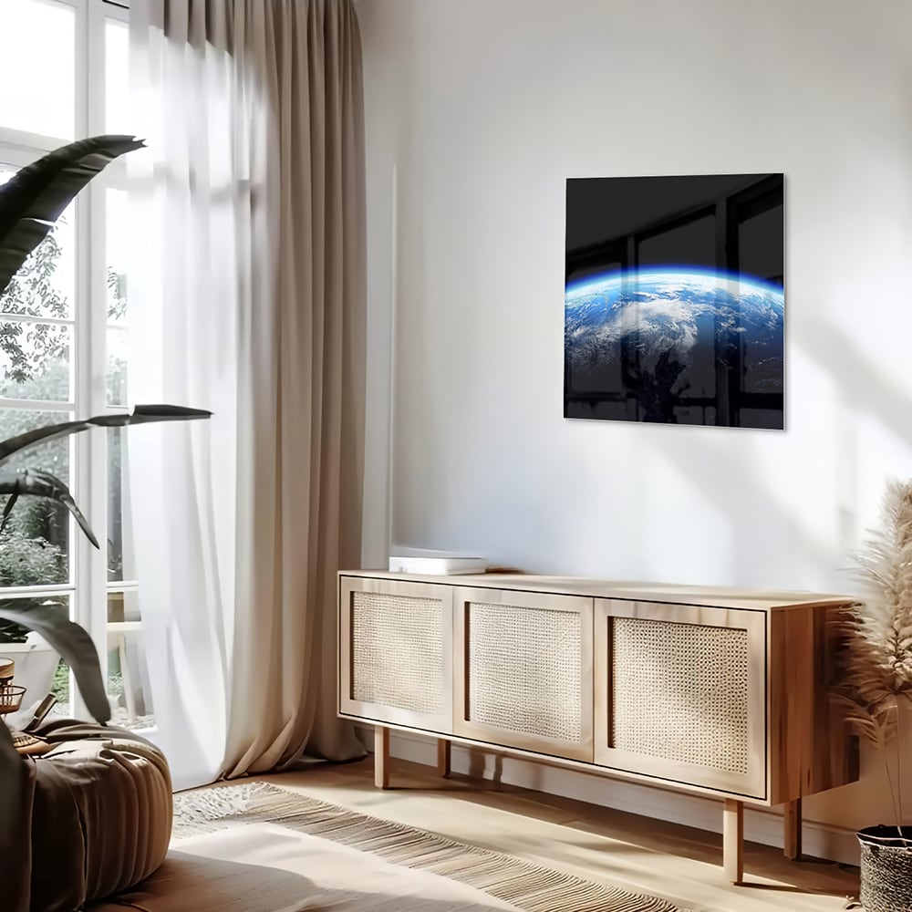 Wunderschönes Glasbild mit der Erde – Glasbild aus Sicherheitsglas, Größe 120x60