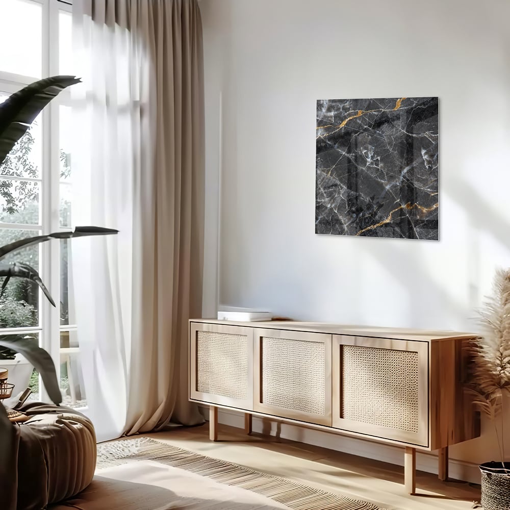 Elegantes Glasbild mit Marmormuster – Glasbild aus Sicherheitsglas, Größe 120x60