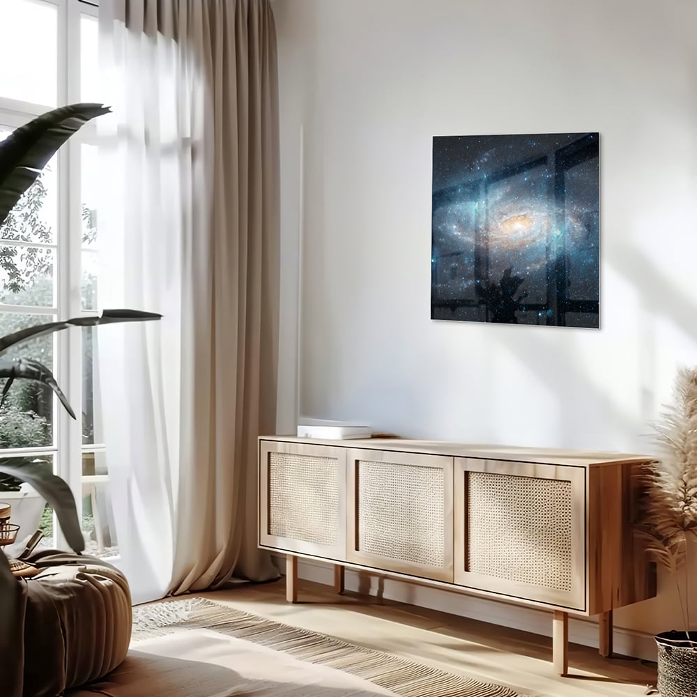 Mystisches Glasbild mit einer Galaxie – Glasbild aus Sicherheitsglas, Größe 120x60