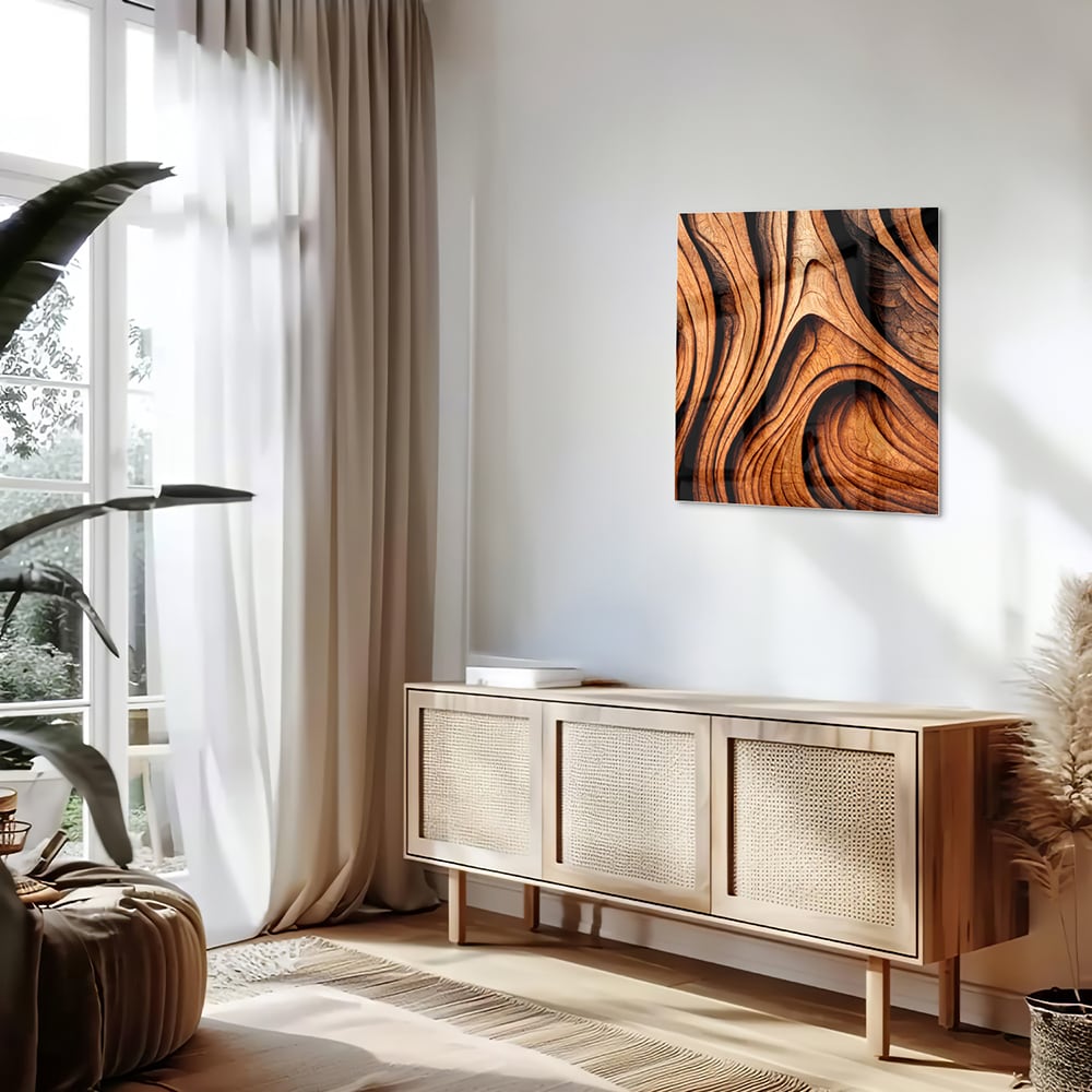 Elegantes Glasbild mit Holzstruktur – Glasbild aus Sicherheitsglas, Größe 120x60