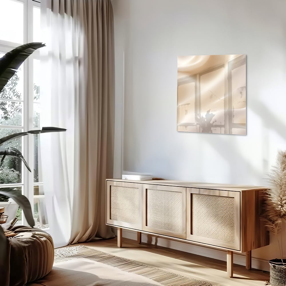 Minimalistisches Glasbild mit warmen Farbtönen – Glasbild aus Sicherheitsglas, Größe 120x60