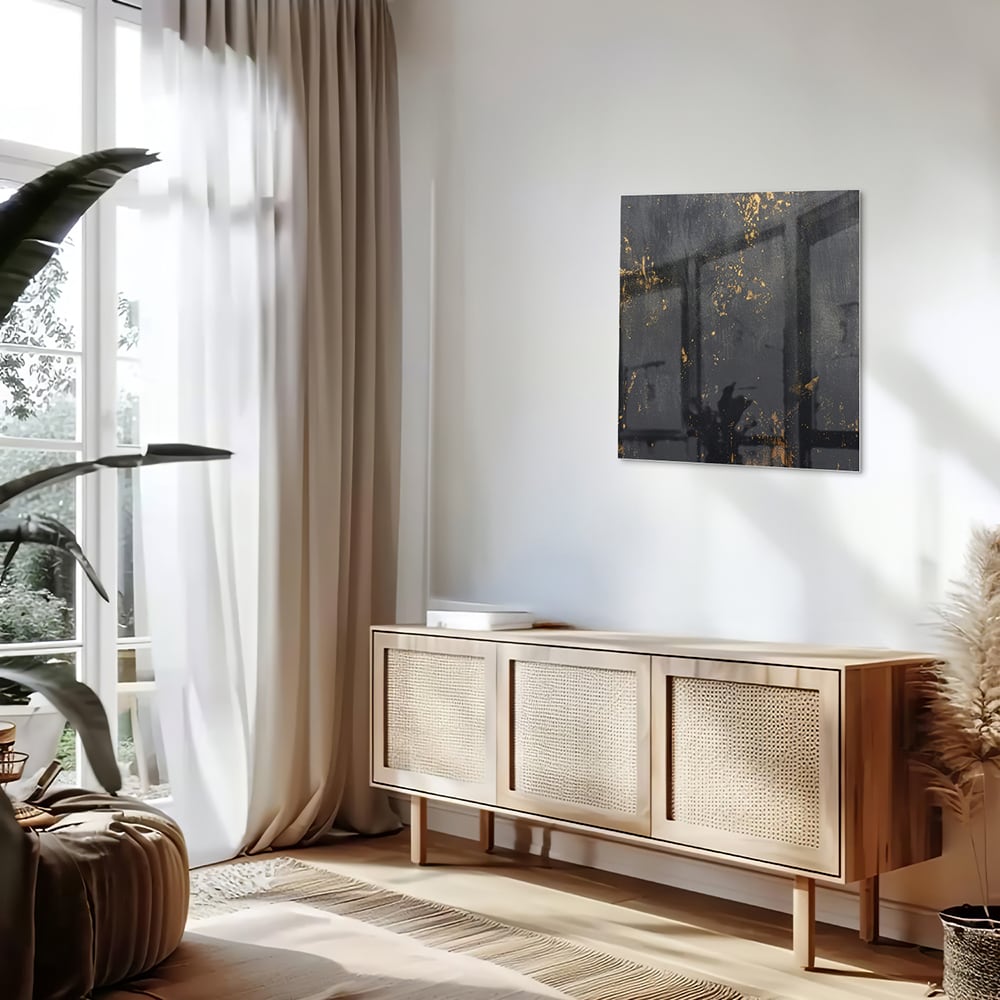 Stilvolles Glasbild mit goldenen Akzenten – Glasbild aus Sicherheitsglas, Größe 120x60