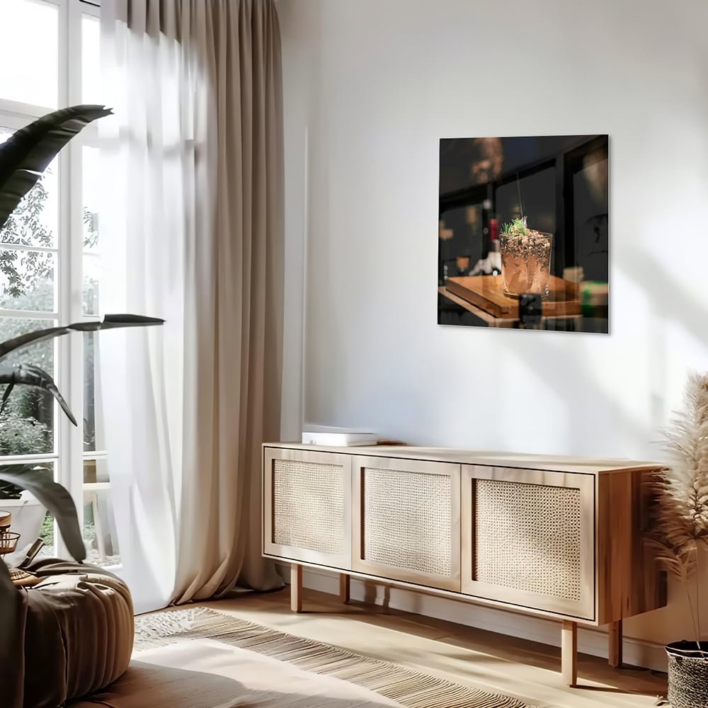 Stilvolles Glasbild mit einem Cocktail – Glasbild aus Sicherheitsglas, Größe 120x60