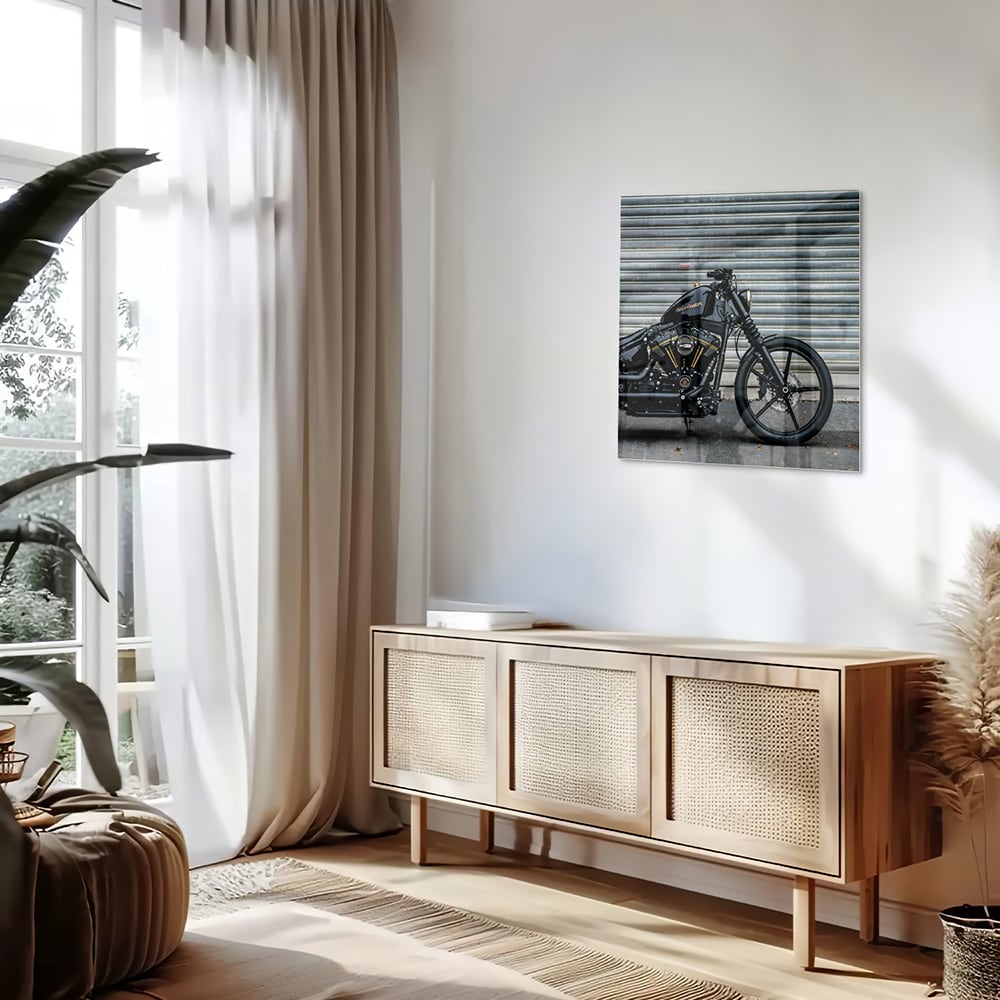 Stilvolles Glasbild mit einem Motorrad – Glasbild aus Sicherheitsglas, Größe 120x60