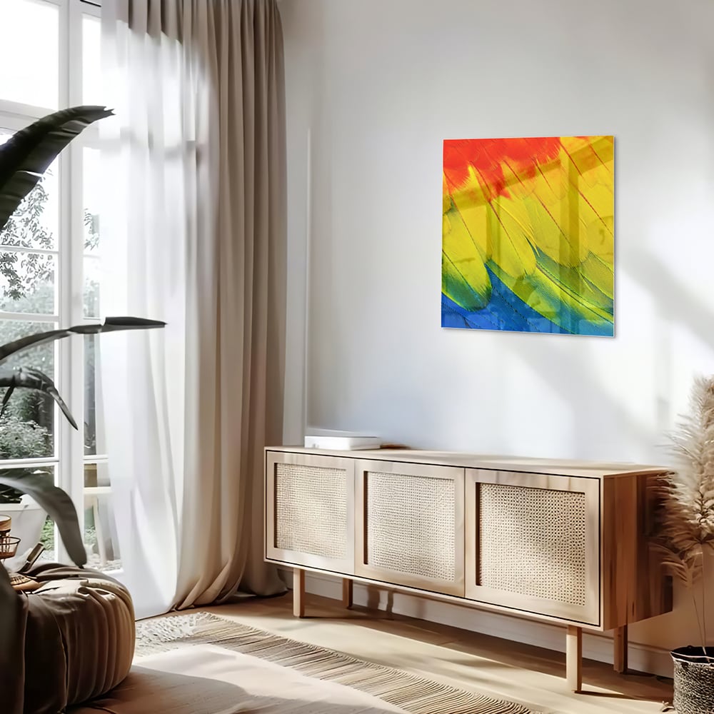 Farbenfrohes Glasbild mit abstrakten Wellen – Glasbild aus Sicherheitsglas, Größe 120x60