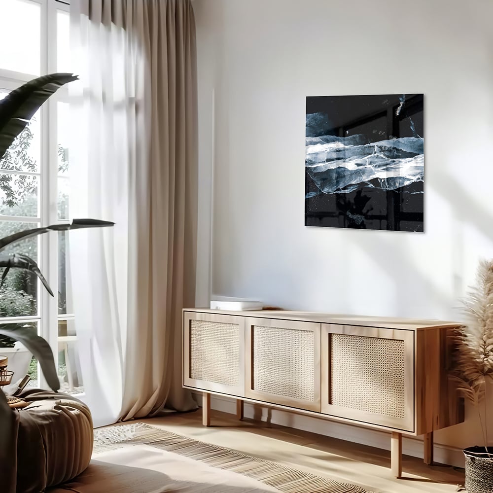 Abstraktes Glasbild für den Innenraum bei Nacht – Glasbild aus Sicherheitsglas, Größe 120x60