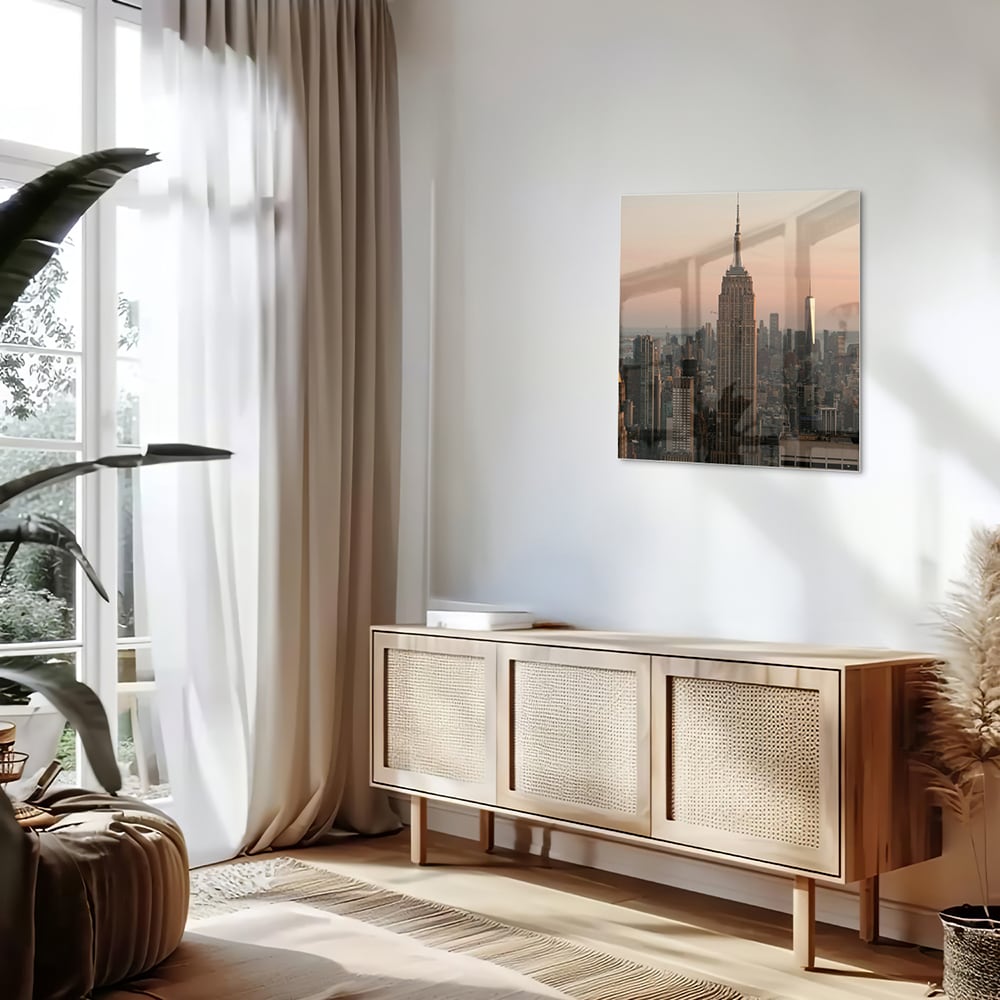 Glasbild mit dem Empire State Building – Glasbild aus Sicherheitsglas, Größe 120x60