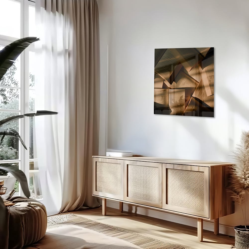 Modernes Glasbild mit abstrakten Formen – Glasbild aus Sicherheitsglas, Größe 120x60