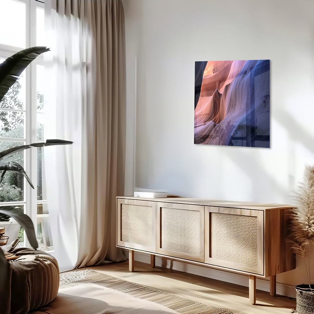 Abstraktes Glasbild mit warmen Farbtönen – Glasbild aus Sicherheitsglas, Größe 120x60