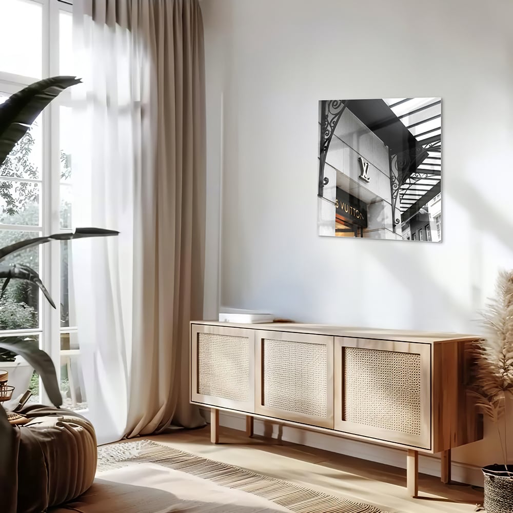 Elegantes Glasbild mit luxuriöser Mode – Glasbild aus Sicherheitsglas, Größe 120x60