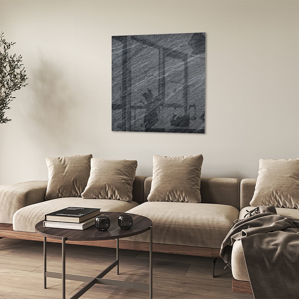 Stilvolles Glasbild mit abstraktem Muster – Glasbild aus Sicherheitsglas, Größe 90x90_rond