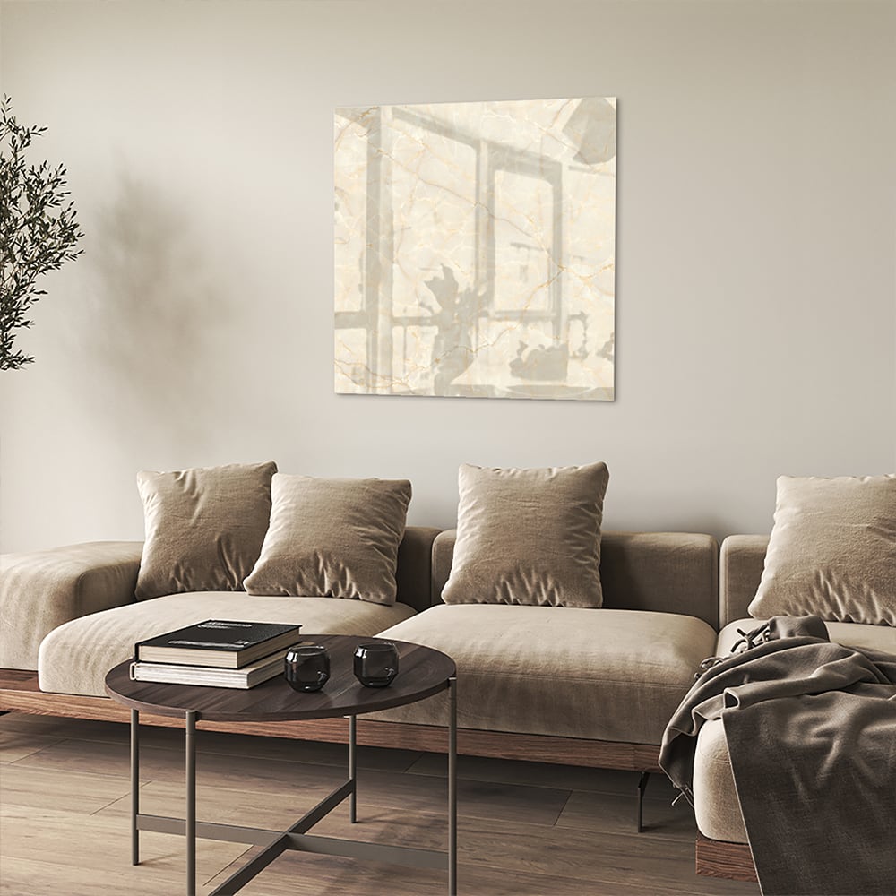 Elegantes Glasbild mit Marmormotiv – Glasbild aus Sicherheitsglas, Größe 90x90_rond