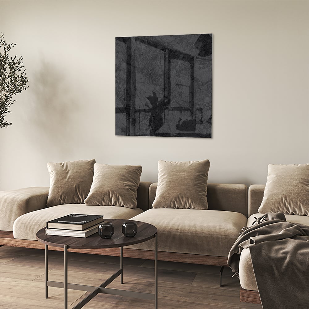Elegantes Glasbild mit abstrakter Dekoration – Glasbild aus Sicherheitsglas, Größe 90x90_rond
