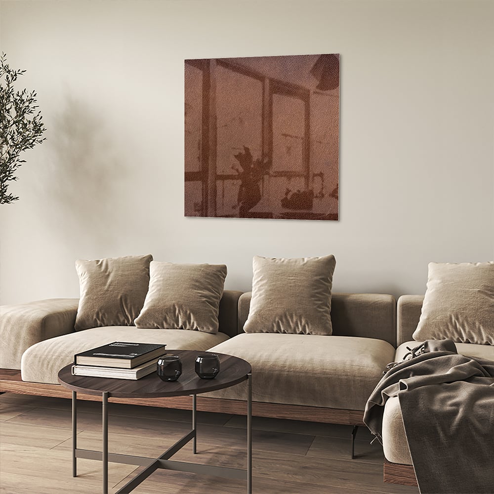 Elegantes Glasbild in Erdtönen – Glasbild aus Sicherheitsglas, Größe 90x90_rond