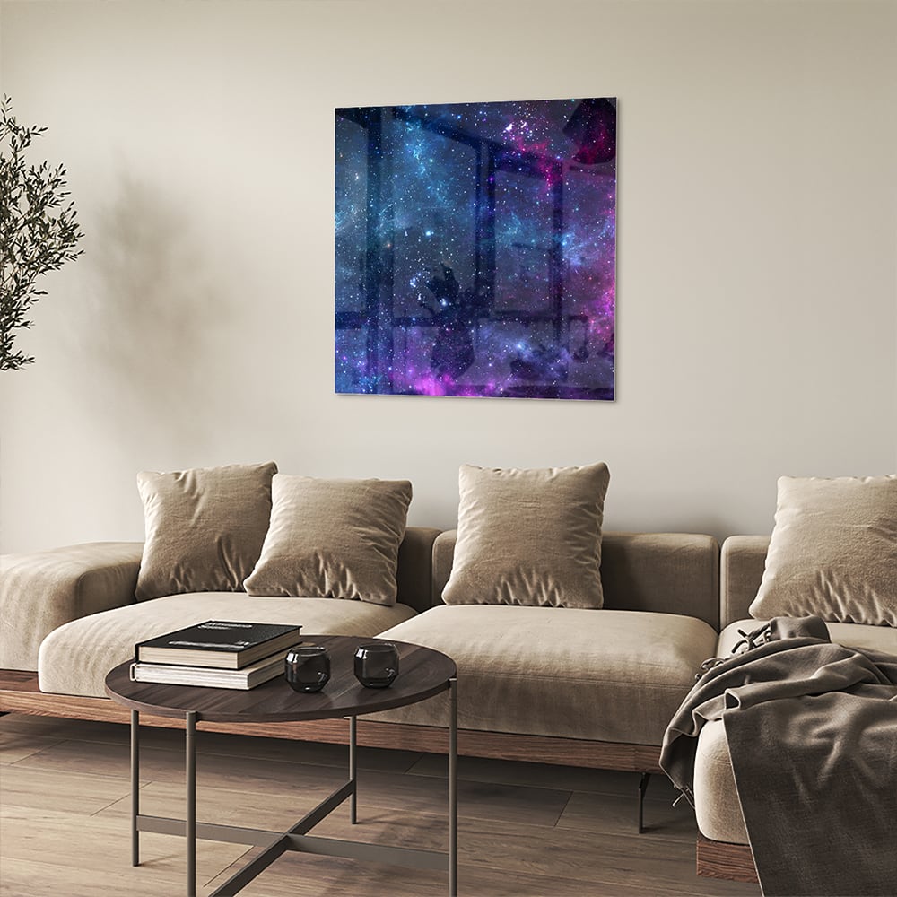 Magisches Glasbild mit dem Universum – Glasbild aus Sicherheitsglas, Größe 90x90_rond