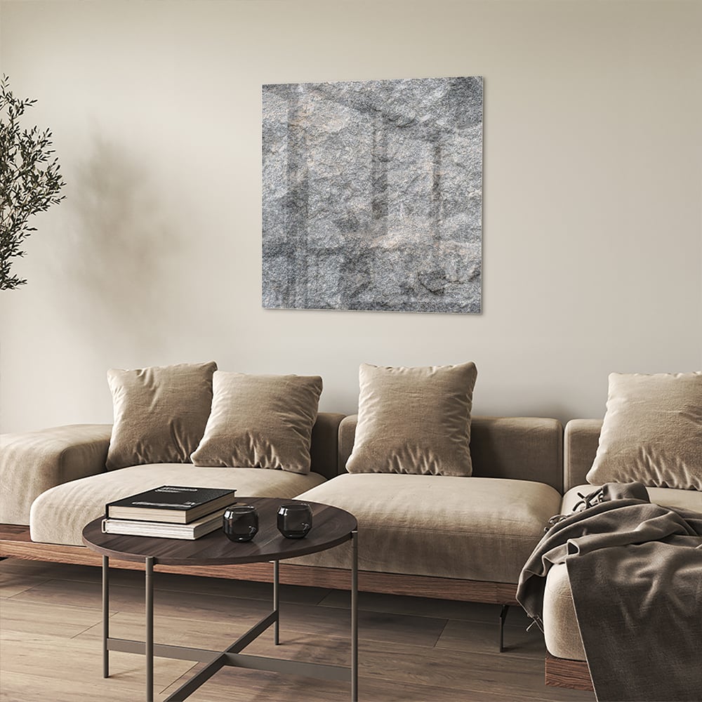 Elegantes Glasbild mit abstrakter Textur – Glasbild aus Sicherheitsglas, Größe 90x90_rond