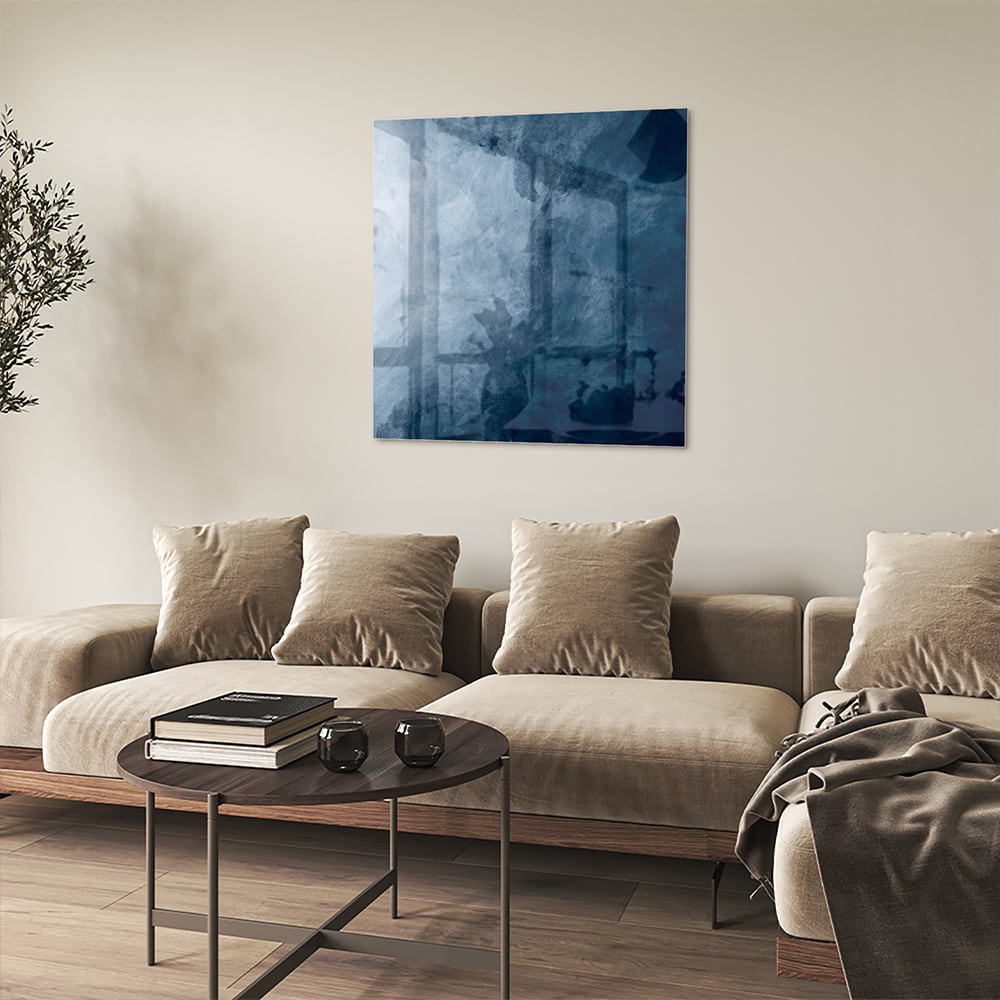 Königsblaues Glasbild – verschiedene Größen – Glasbild aus Sicherheitsglas, Größe 90x90_rond