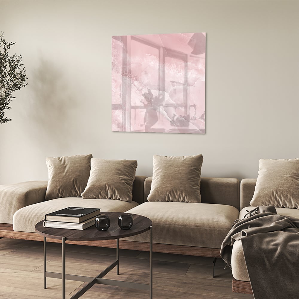 Elegantes Glasbild in sanften Rosatönen – Glasbild aus Sicherheitsglas, Größe 90x90_rond