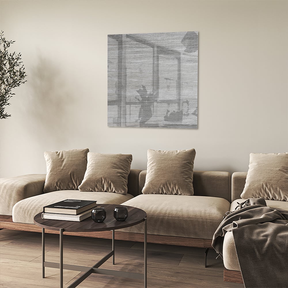 Minimalistisches Glasbild mit rustikalen Akzenten – Glasbild aus Sicherheitsglas, Größe 90x90_rond