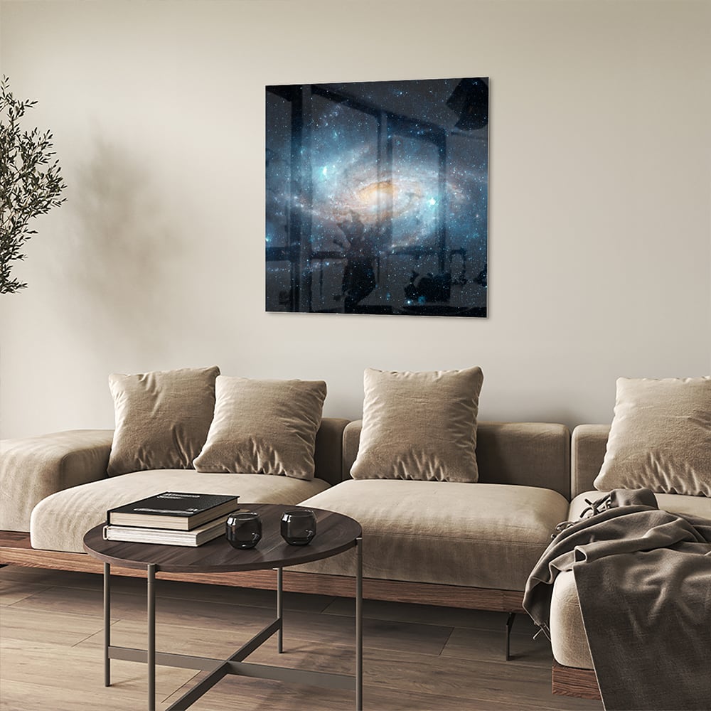 Mystisches Glasbild mit einer Galaxie – Glasbild aus Sicherheitsglas, Größe 90x90_rond