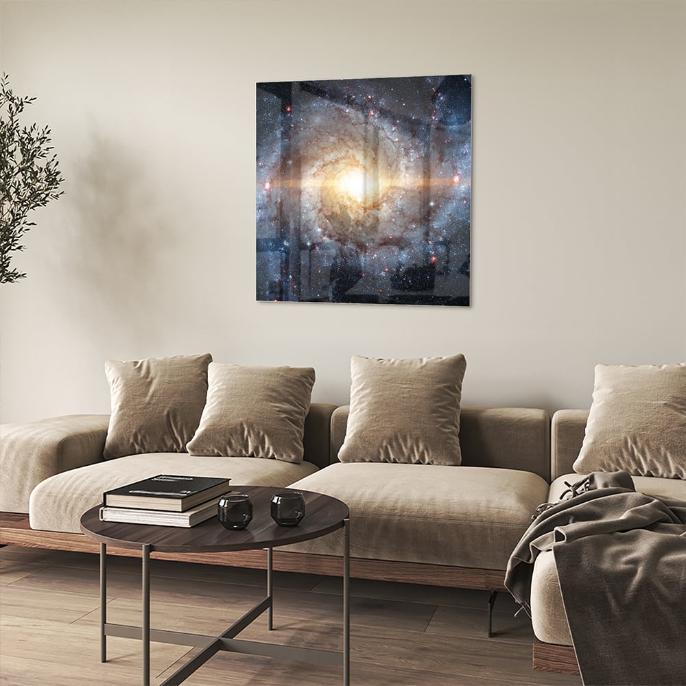 Glasbild mit einer zauberhaften Galaxie – Glasbild aus Sicherheitsglas, Größe 90x90_rond