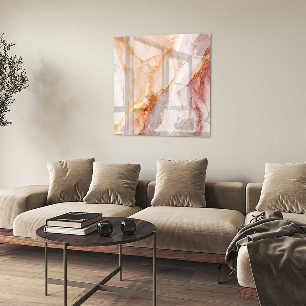Elegantes Glasbild in warmen Farbtönen – Glasbild aus Sicherheitsglas, Größe 90x90_rond