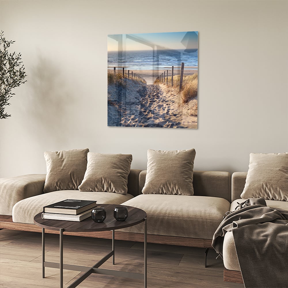 Glasbild – Sandweg zum Strand – Glasbild aus Sicherheitsglas, Größe 90x90_rond