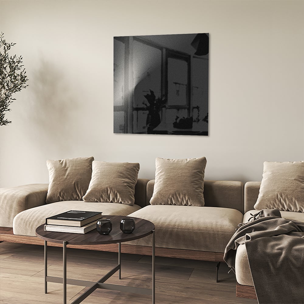 Modernes Glasbild für ein geradliniges Wohnzimmer – Glasbild aus Sicherheitsglas, Größe 90x90_rond