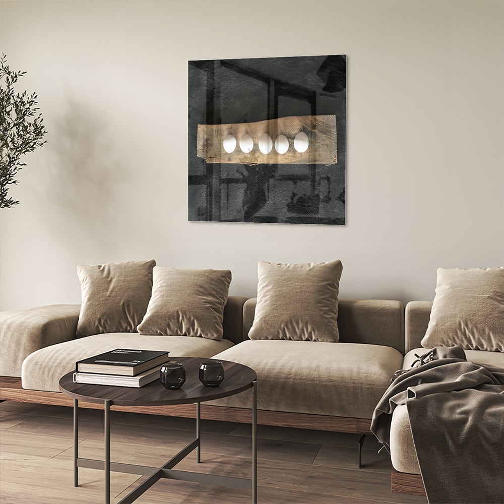 Elegantes Glasbild mit beleuchteten Akzenten – Glasbild aus Sicherheitsglas, Größe 90x90_rond