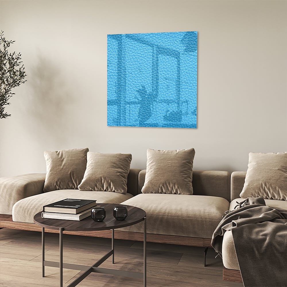 Modernes blaues Glasbild für ein stilvolles Interieur – Glasbild aus Sicherheitsglas, Größe 90x90_rond