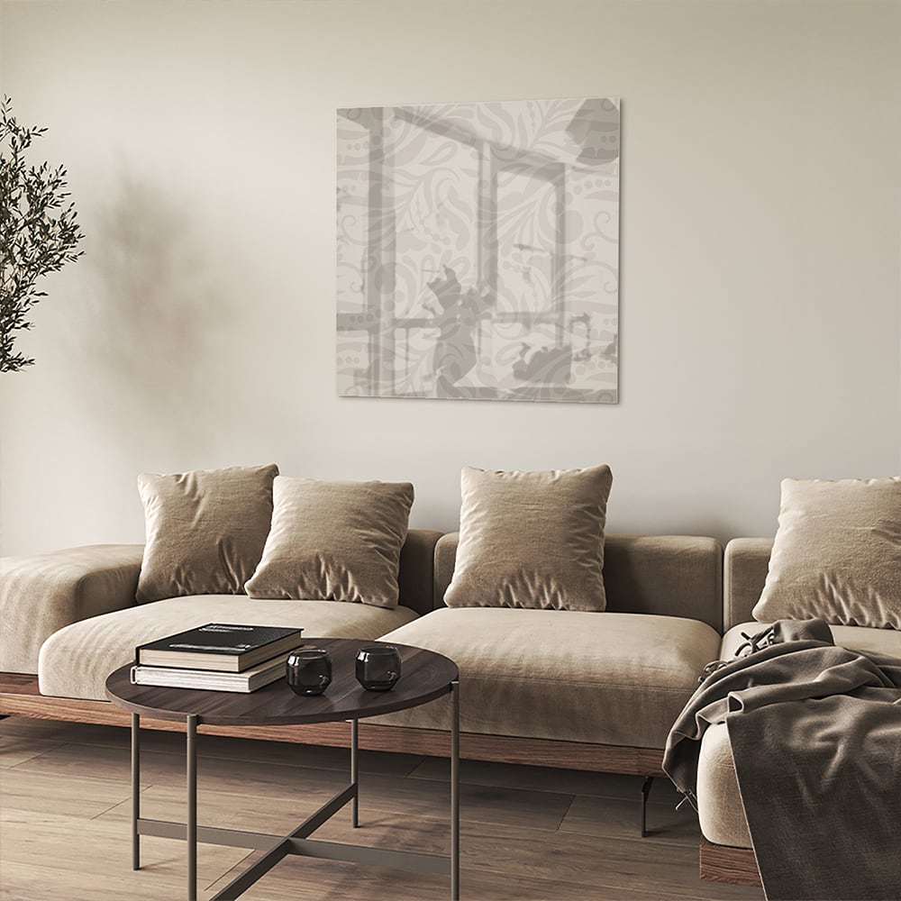 Elegantes Glasbild mit raffiniertem Muster – Glasbild aus Sicherheitsglas, Größe 90x90_rond