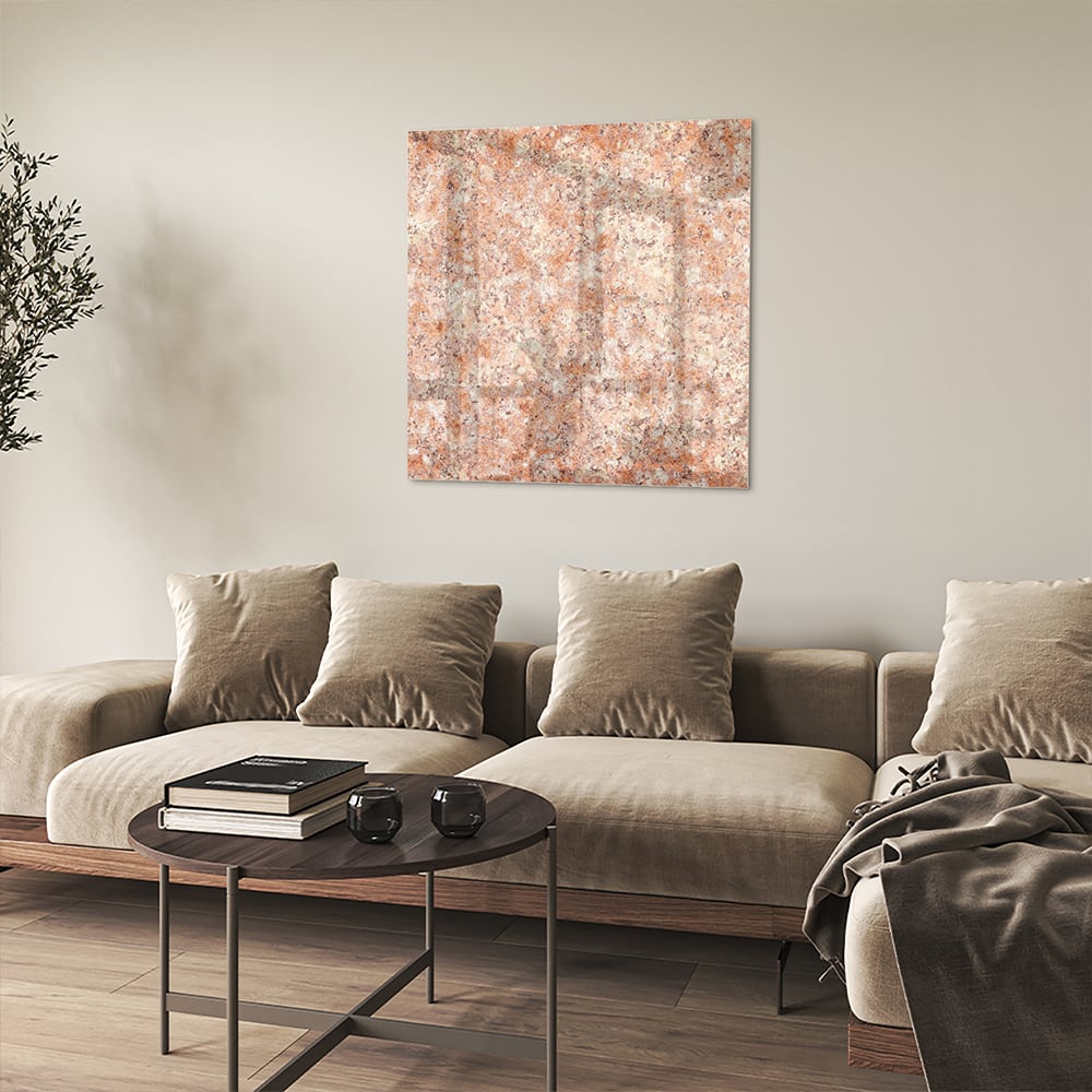 Glasbild in sanftem Rosa und Gold – Glasbild aus Sicherheitsglas, Größe 90x90_rond